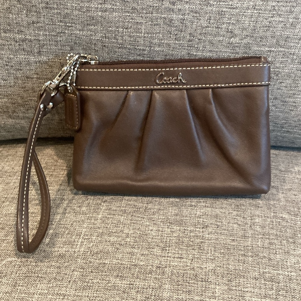 COACH brown wristlet